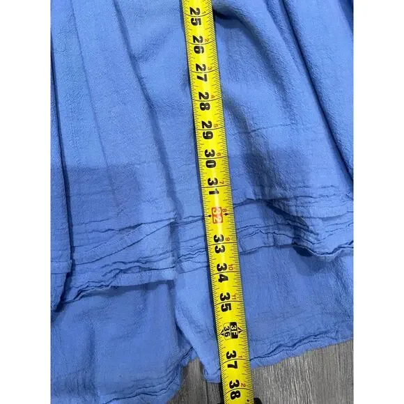 Nema Light blue flare beach 3/4 sleeve mini ruffle dress Small A004371 - Picture 8 of 11